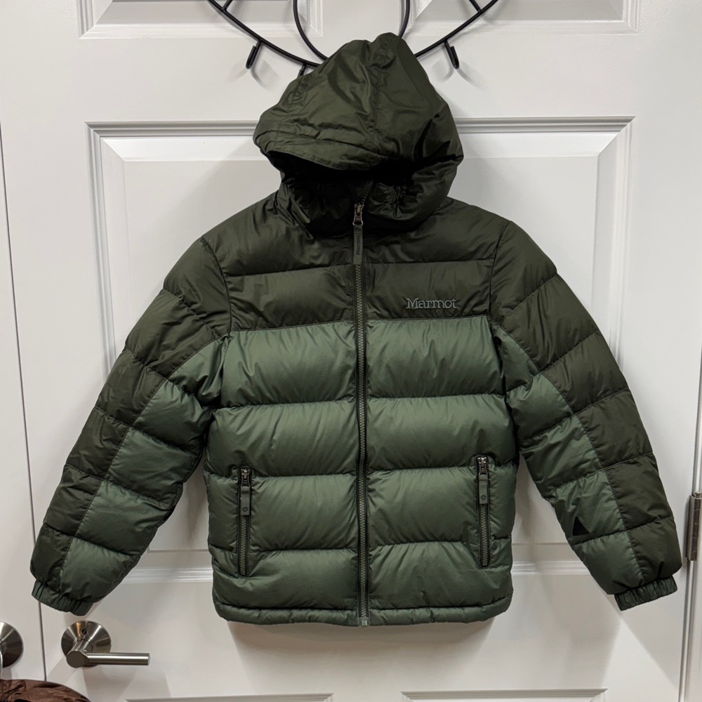 Marmot Forest Green Hooded Puffer Jacket